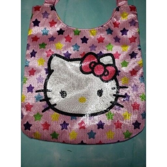 Sanrio Hello Kitty Mini Tote Bag Sequin Pink Satin Cute Japan 2011 FAB EUC - Picture 2 of 7